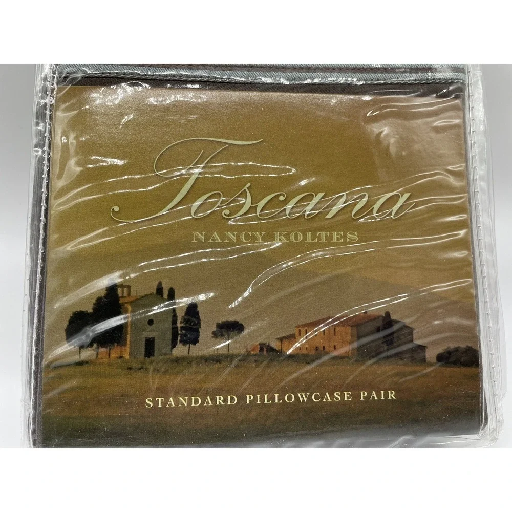 Nancy Koltes Toacana Collection Damask Scroll Mocha Standard Pillowcase 2‎ New